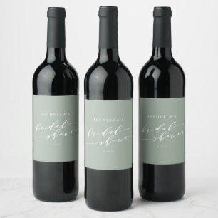 Étiquette Pour Bouteilles De Vin Fête des mariées minimaliste classique Dusty Sage