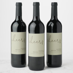 Étiquette Pour Bouteilles De Vin Fête des mariées verte minimaliste