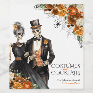 Étiquette Pour Bouteilles De Vin Fête d'Halloween adulte Costumes et Cocktails