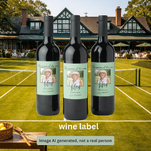 Étiquette Pour Bouteilles De Vin Fête élégante de tennis pour les 50 ans de la femm
