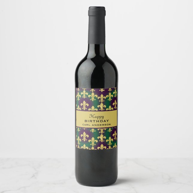 Étiquette Pour Bouteilles De Vin Fête personnalisée de Mardi Gras (Devant)