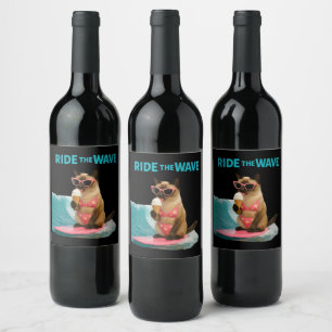 Étiquette Pour Bouteilles De Vin Fête sur le thème du surf pour les amateurs de cha