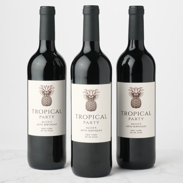 Étiquette Pour Bouteilles De Vin Fête tropicale avec ananas (Bouteilles)