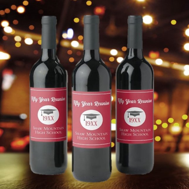 Étiquette Pour Bouteilles De Vin Fêtez ! Toute année Classe Vin de Réunion étiquett (Créateur téléchargé)