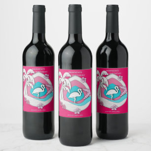 Étiquette Pour Bouteilles De Vin Fêtons le flamant rose tropical pour son 60e anniv