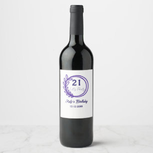Étiquette Pour Bouteilles De Vin FÊTONS LES 21 ANS nom JOUR DE NAISSANCE FLEUR POUR