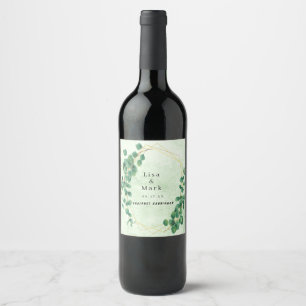 Étiquette Pour Bouteilles De Vin Feuillage d'eucalyptus géométrique vert