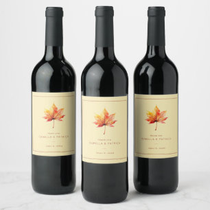 Étiquette Pour Bouteilles De Vin Feuille de Érable Aquarelle Automnale Reconnaissan