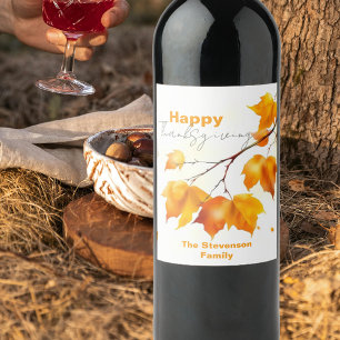 Étiquette Pour Bouteilles De Vin Feuille de érable d'automne à l'aquarelle pour l'A