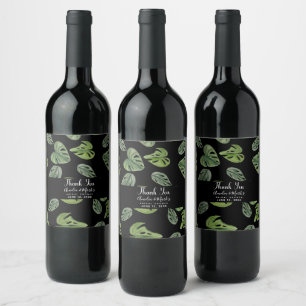 Étiquette Pour Bouteilles De Vin Feuille de Monstera Adansonii aquarelle manuelle p