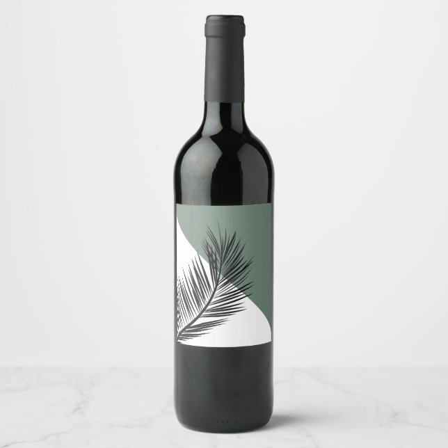 Étiquette Pour Bouteilles De Vin Feuille de palme (Devant)