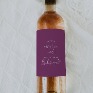 Étiquette Pour Bouteilles De Vin Feuille minimale Berry Purple Bridesmaid Proposi