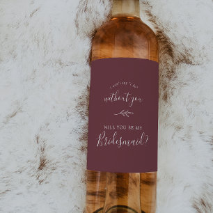 Étiquette Pour Bouteilles De Vin Feuille minimale Proposition de la Bridesmaid Bo