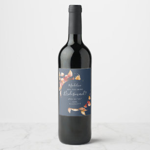Étiquette Pour Bouteilles De Vin Feuilles automnales Proposition de la Bridesmaid