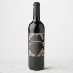 Étiquette Pour Bouteilles De Vin Feuilles brun foncé et bronze Automne rustique