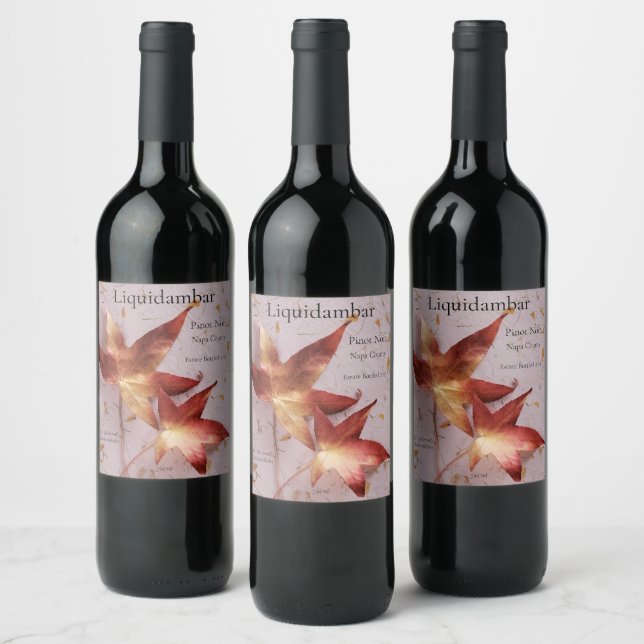 Étiquette Pour Bouteilles De Vin Feuilles d'automne sur papier texturé (Bouteilles)