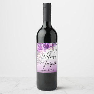 Étiquette Pour Bouteilles De Vin Feuilles Florales de Vignes de Lilas Lavande