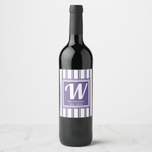 Étiquette Pour Bouteilles De Vin Fiançailles mariage Monogramme initial moderne