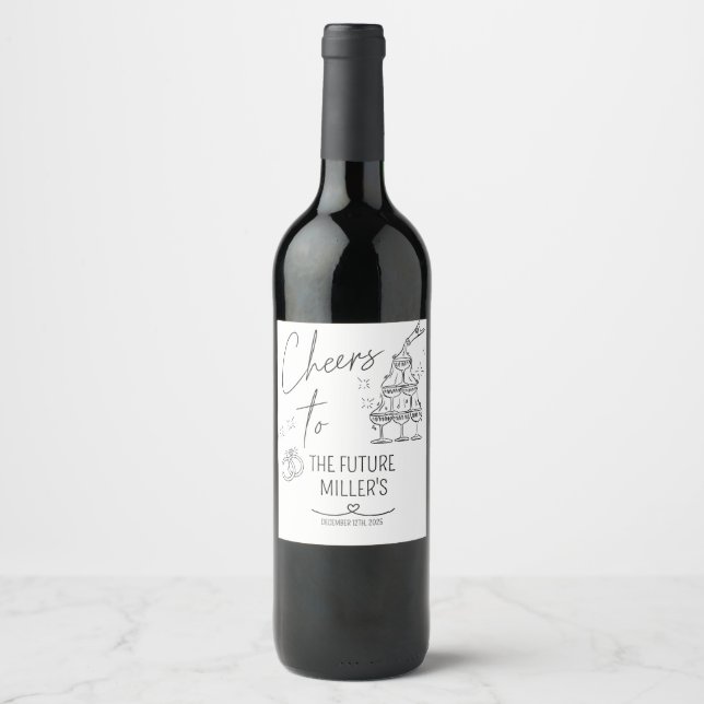Étiquette Pour Bouteilles De Vin Fiançailles, Santé, Moderne, mariage (Devant)