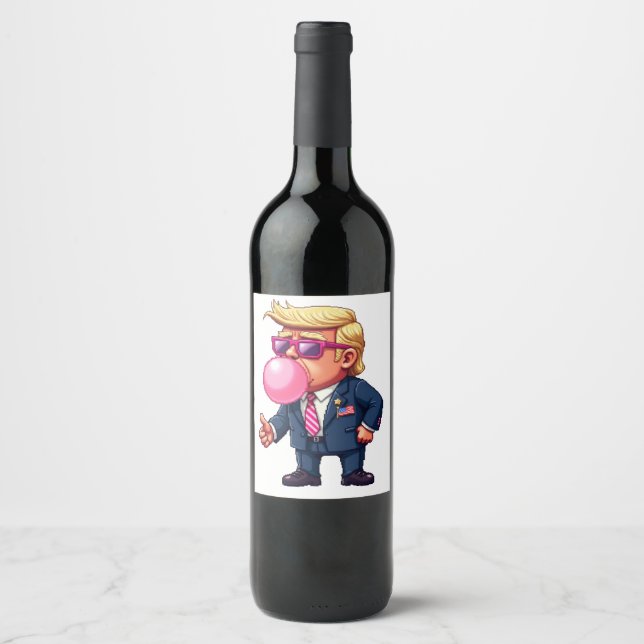 Étiquette Pour Bouteilles De Vin Fier Maga Trump Pixel Président Jour de l'Inagurat (Devant)