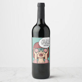 Étiquette Pour Bouteilles De Vin Fille avec jumelles Illustration Vin Lable
