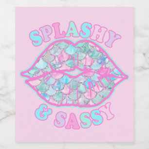 Étiquette Pour Bouteilles De Vin Fille Splashy & Sassy Rose Turquoise Mermaid Kiss