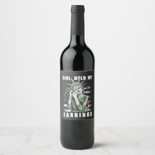 Étiquette Pour Bouteilles De Vin Fille, Tiens mes oreilles Liberté Statut Américain
