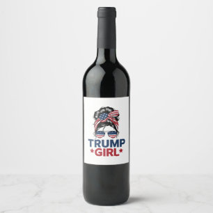 Étiquette Pour Bouteilles De Vin Fille Trump Chignon Décoiffé Trump 2024 Élection A