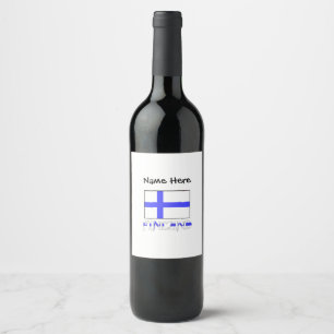 Étiquette Pour Bouteilles De Vin Finlande et Drapeau Finlandais Personnalisés