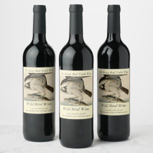 Étiquette Pour Bouteilles De Vin Fish Hawk, Osprey, d'Audubon's Birds of America