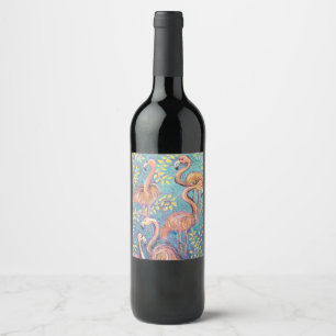 Étiquette Pour Bouteilles De Vin Flamands roses