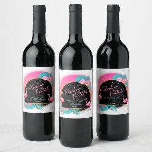 Étiquette Pour Bouteilles De Vin Flamant rose Bachelorette Fantastic V1 ID930