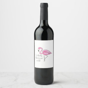 Étiquette Pour Bouteilles De Vin Flamant rose rose flockant fabuleux à quarante
