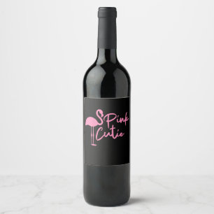 Étiquette Pour Bouteilles De Vin Flamant rose rose mignon pour femmes Rose Cute