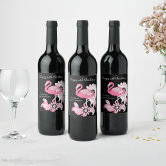 Bouteille De Vin Décorée Avec Flamant Rose - Technique De Découpage - Idée Cadeau