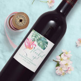 Bouteille De Vin Décorée Avec Flamant Rose - Technique De Découpage - Idée Cadeau