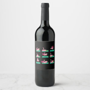 Étiquette Pour Bouteilles De Vin Flamant rose Yoga Poses Méditation Exercice d'entr