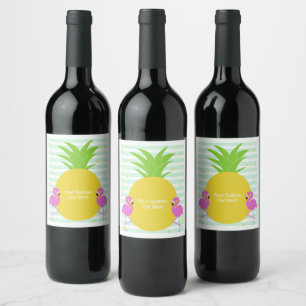 Étiquette Pour Bouteilles De Vin Flamants roses Tropiques Texte Personnalisé