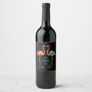 Étiquette Pour Bouteilles De Vin Flamingo Accept Understand Love Autism Flamingo