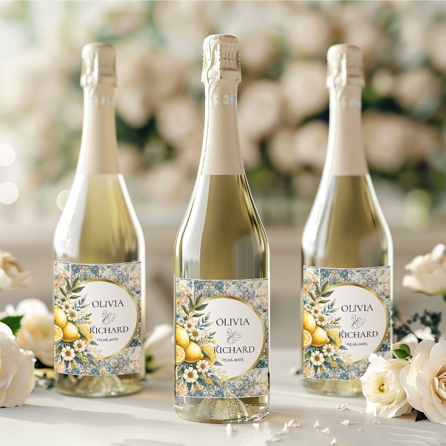 Étiquette Pour Bouteilles De Vin Fleur carrelée méditerranéenne Italien Positano Le (Créateur téléchargé)