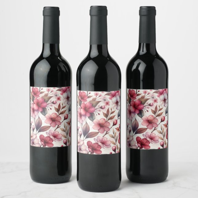 Étiquette Pour Bouteilles De Vin Fleur de Cerisier (Bouteilles)