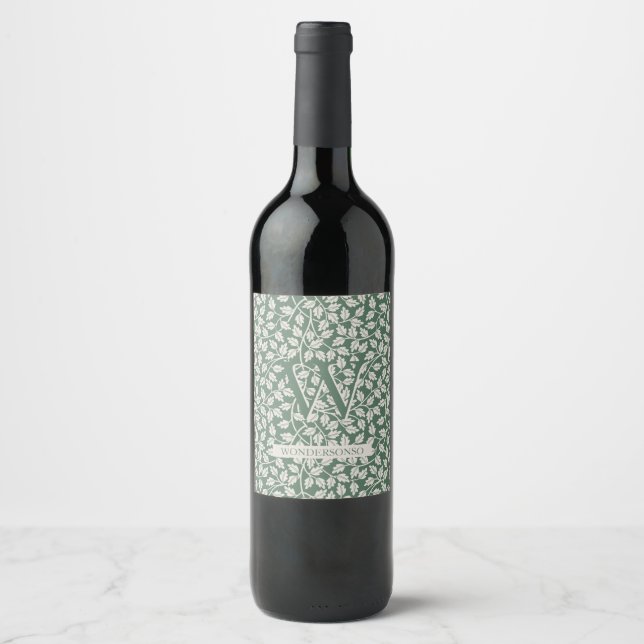 Étiquette Pour Bouteilles De Vin Fleur d'Ivoire Vert deux simple mariage double (Devant)