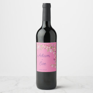 Étiquette Pour Bouteilles De Vin Fleur florale rose personnalisée