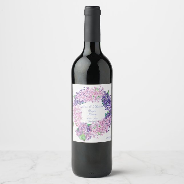 Étiquette Pour Bouteilles De Vin Fleur Lilac de printemps Mariage floral (Devant)