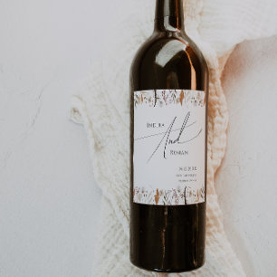 Étiquette Pour Bouteilles De Vin Fleur sauvage d'automne Boho MARIAGE