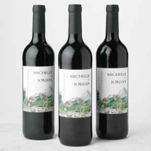 Étiquette Pour Bouteilles De Vin Fleur sauvage de montagne rustique Mariage Boho
