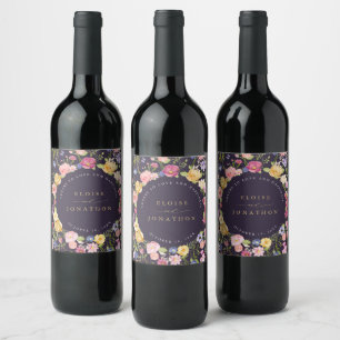 Étiquette Pour Bouteilles De Vin Fleur sauvage de printemps coloré Meadow Garden Ma