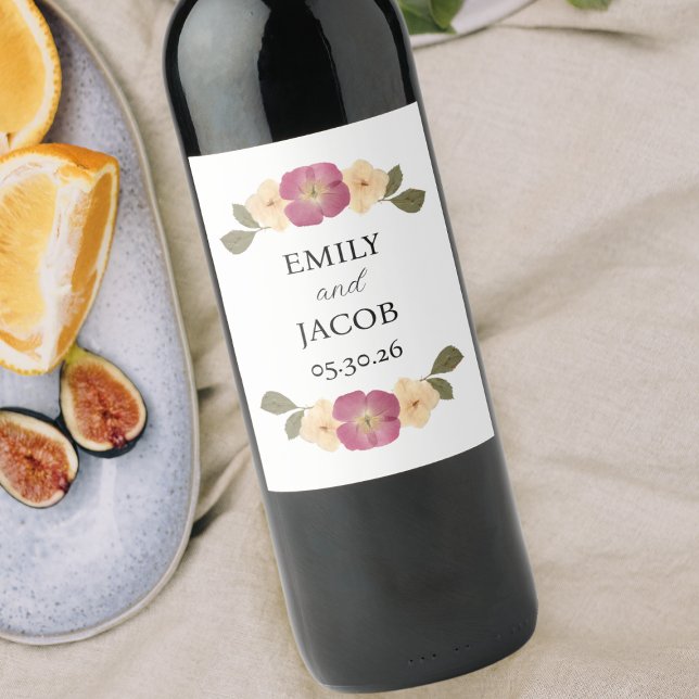 Étiquette Pour Bouteilles De Vin Fleur sauvage Garden Party Boho Mariage personnali (Créateur téléchargé)