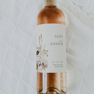 Étiquette Pour Bouteilles De Vin Fleur sauvage lunatique Étiquette de vin Mariage