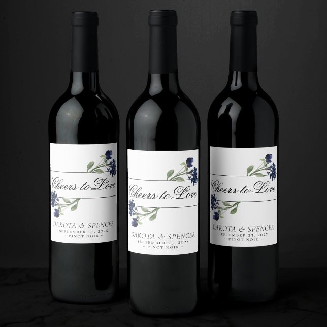 Étiquette Pour Bouteilles De Vin Fleur sauvage | Mariage classique de Jardin Bohème (Créateur téléchargé)